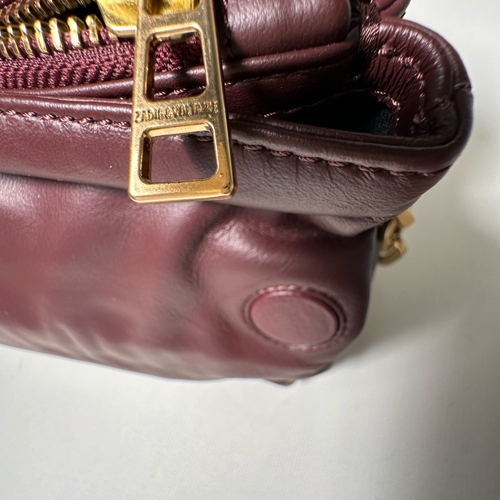 Zadig & Voltaire Rockyssime Shoulder Bag (Burgundy) - Picture 9 of 12